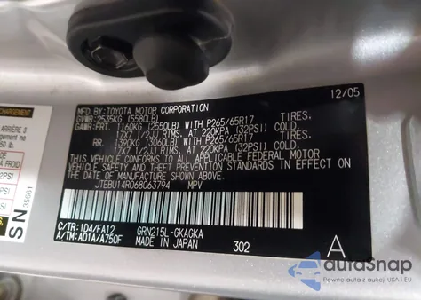 2006 Toyota 4Runner Sr5 V6 z USA, uszkodzony, nr VIN JTEBU14R068063794